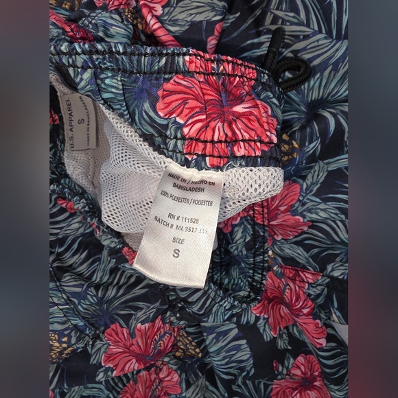 U.S Apparel Men's Floral Pineapple Swim Trunks Small Lined Drawstring D-3379 - Picture 6 of 10